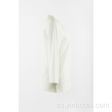 Tejido blanco con camiseta 3/4 manga emb